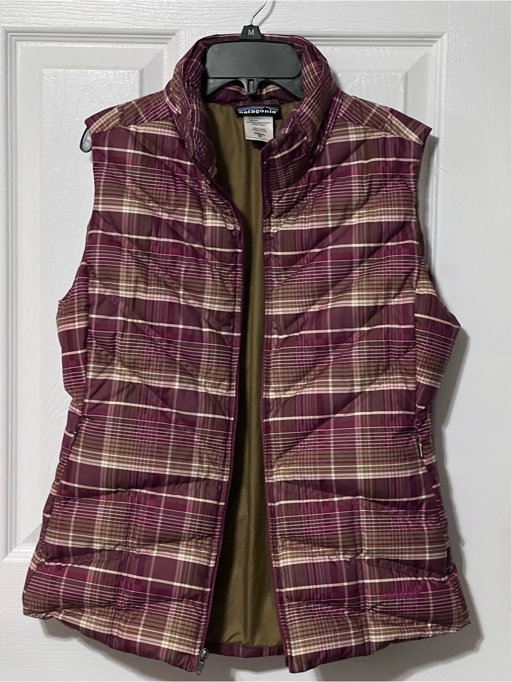 Patagonia Down With It Goose Down Plaid Puffer Vest Women’s M FA11